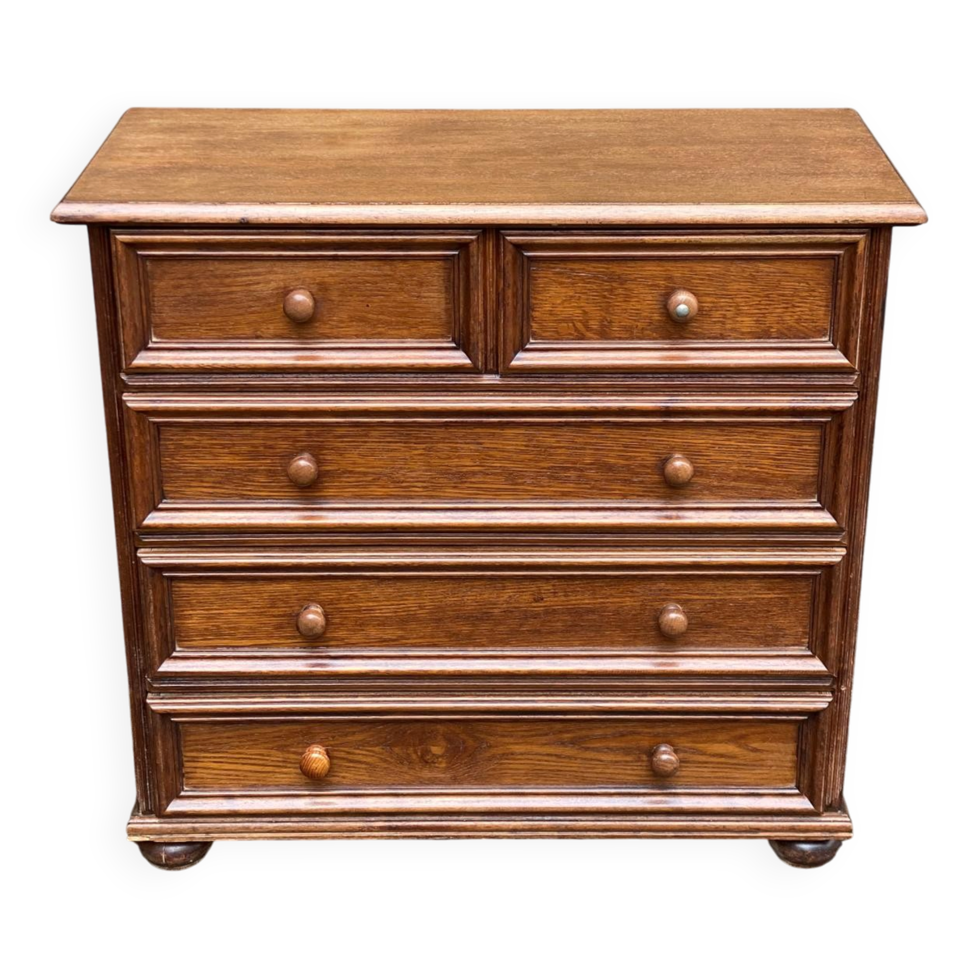 Vintage Louis XIV commode from the 1950s in dark oak.