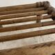 Old low turned wooden stool