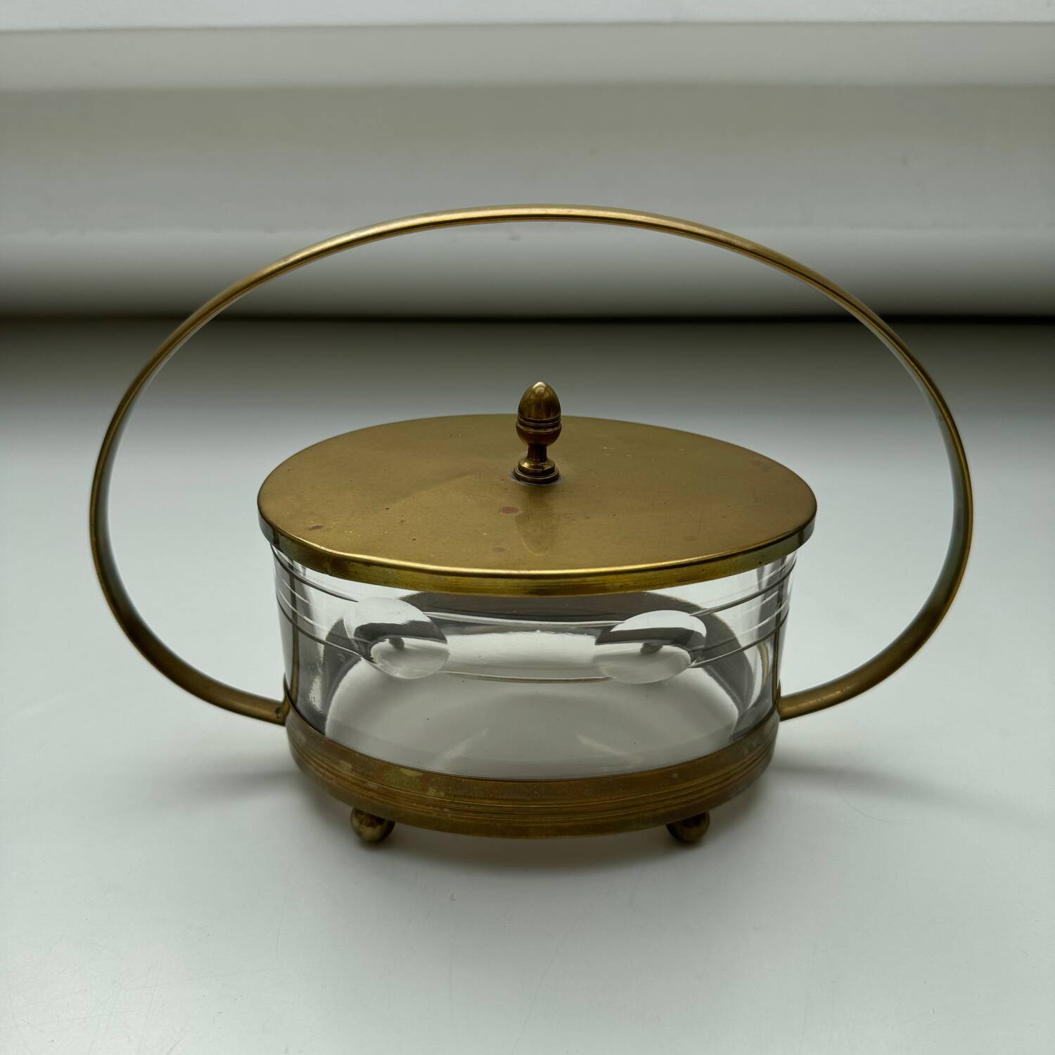 Crystal brass sugar bowl