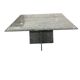 Vintage square dining table in green marble / wabi-sabi table