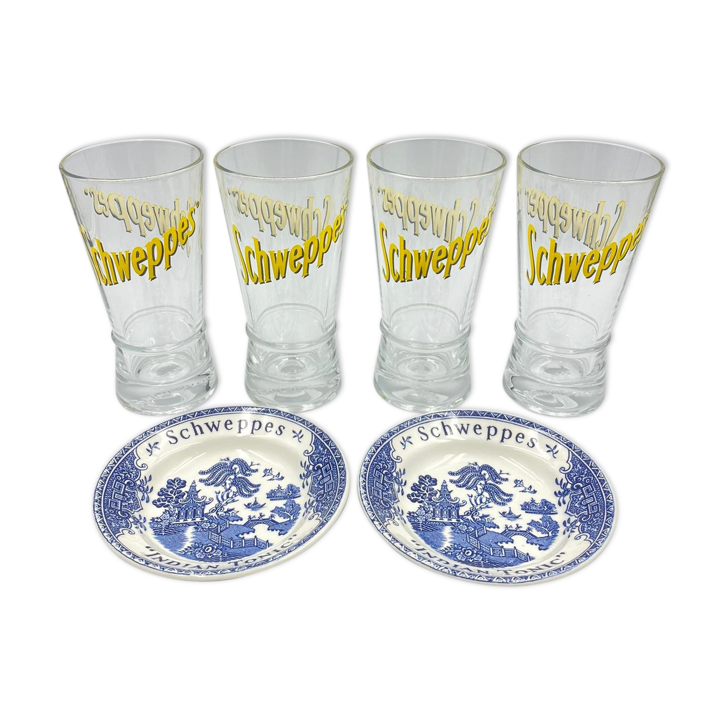 Vintage Schweppes glasses and saucers
