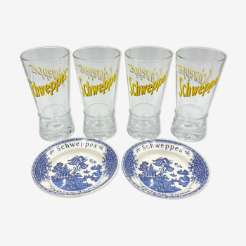 Vintage Schweppes glasses and saucers