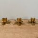 Set of 3 vintage candle holders in gold-plated brass