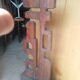 Brutalist Totem Sculpture, solid wood on base