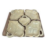 Service apéritif vintage 5 coupelles feuilles – Céramique d’art de Poët Laval – dorures