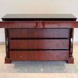 Mahogany “swan neck” chest of drawers, Empire style, 19th century.