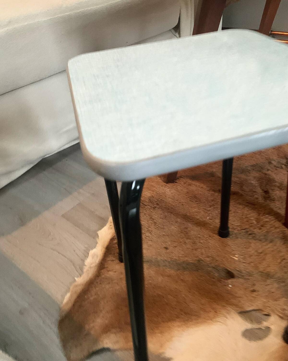 Blue Formica stool