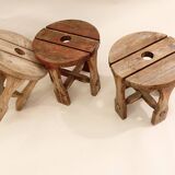Ensemble de 3 tabourets en pin conçus et produits en Suède, années 1940