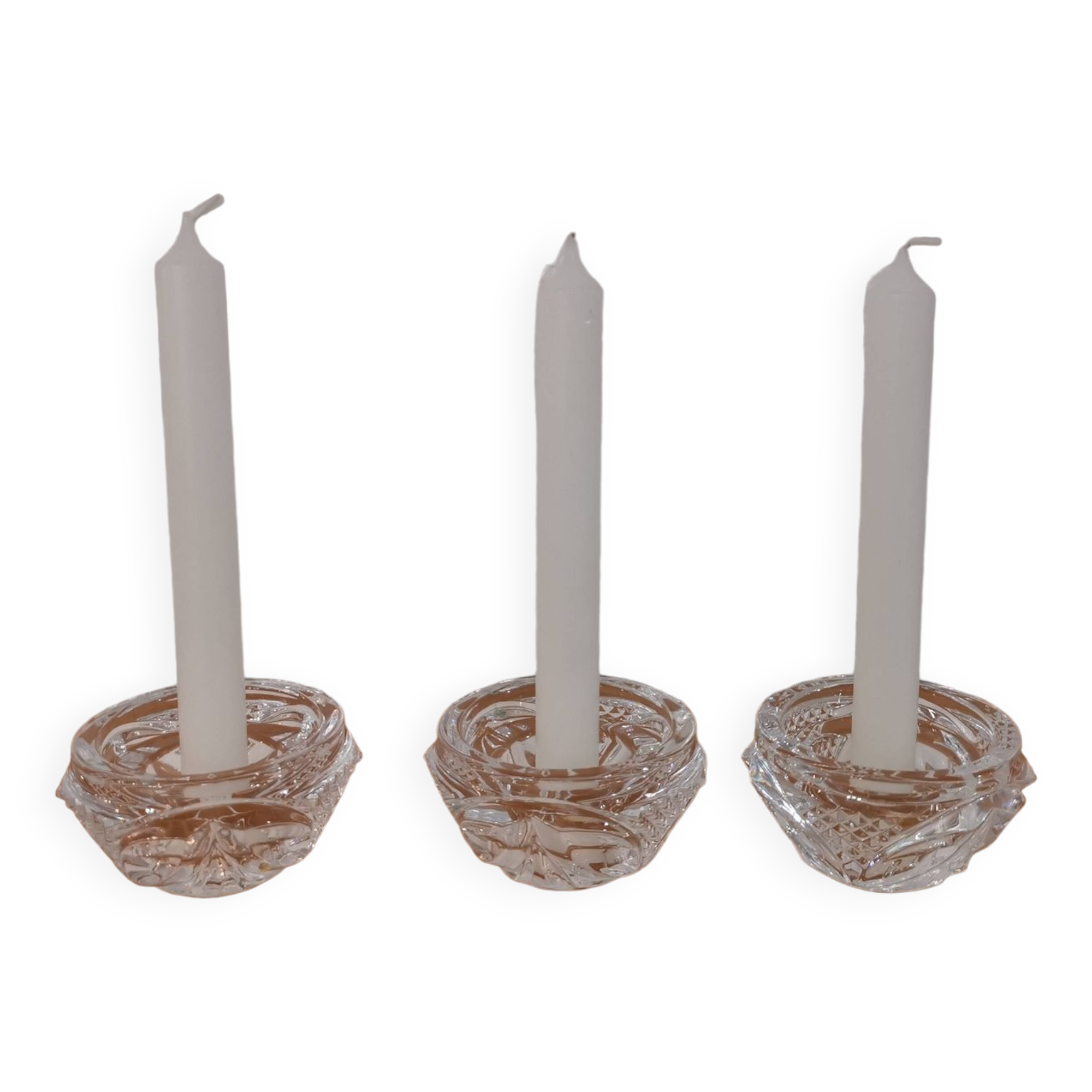 3 bougeoirs cristal d’Arques modèle "royale"