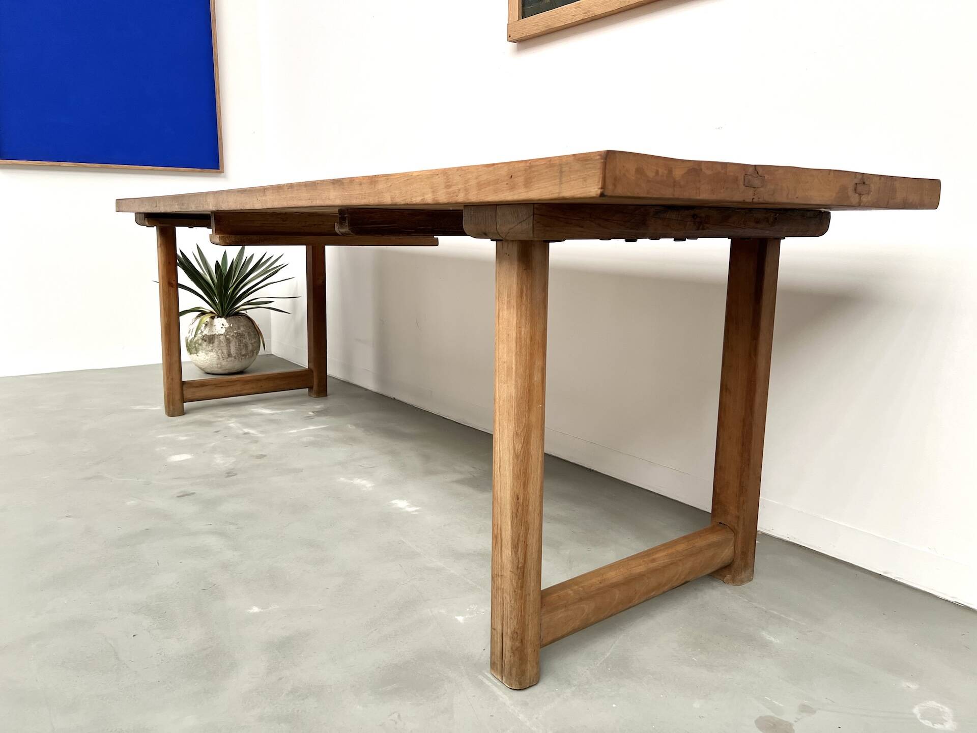 Large brutalist beech farmhouse table
