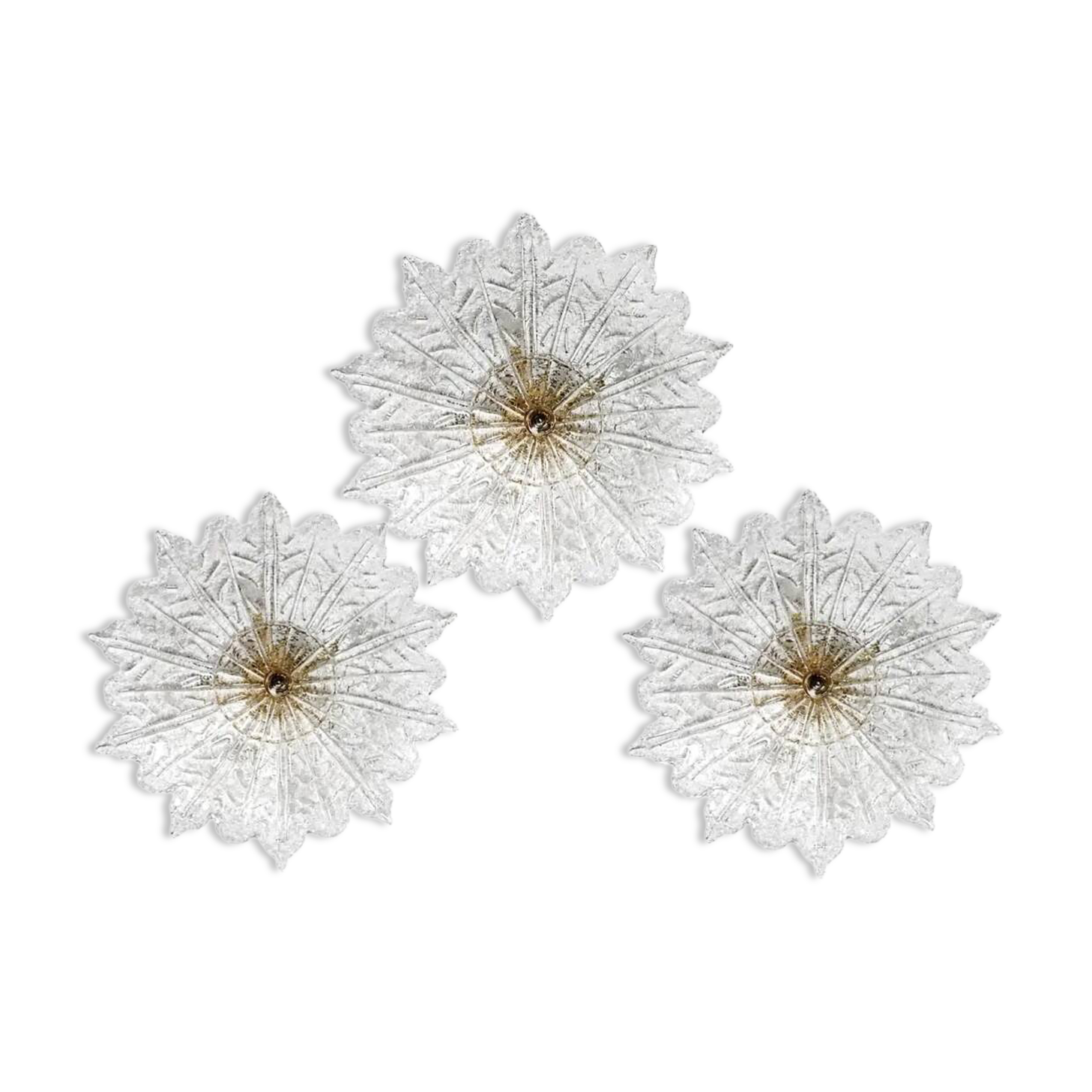 Set of 3 Amsterdam Palmetta, Italian Murano Glass Ceiling Light or Flush Mo
