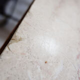 Pedestal table in wood and marble