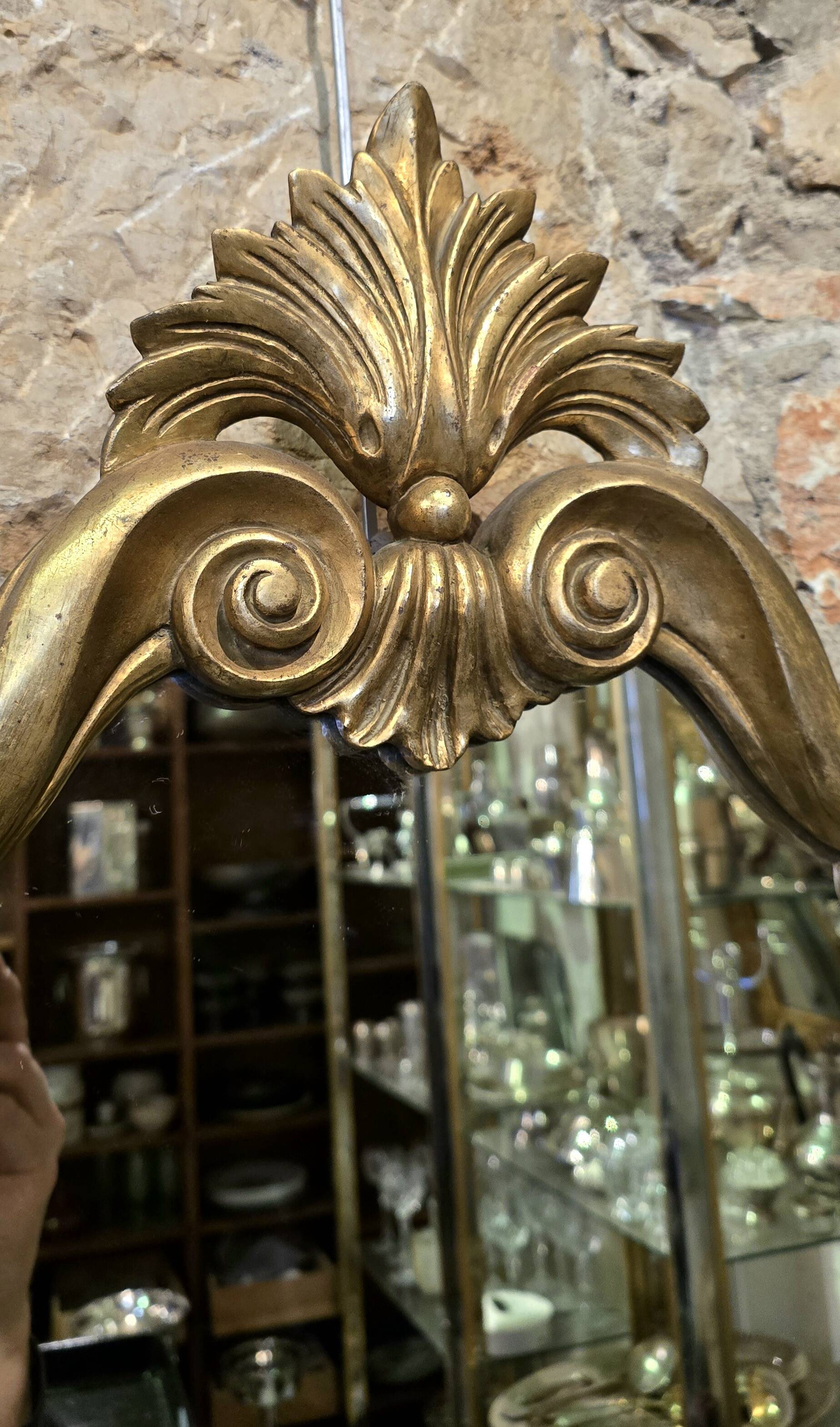 Carved and gilded wooden mirror, Louis XV style - 94 cm
