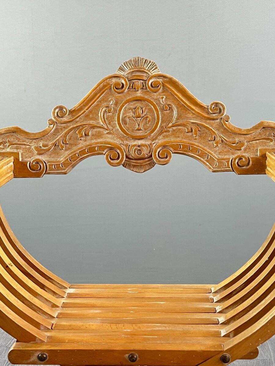 Pair of Renaissance-style folding armchairs, early 20th century