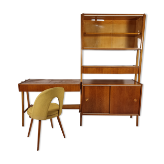 Vintage Desk, bookcase, chair by František Jirák, 1970s set of 3