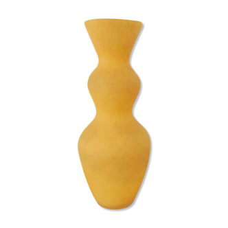Modern opaline yellow glass vase H30cm