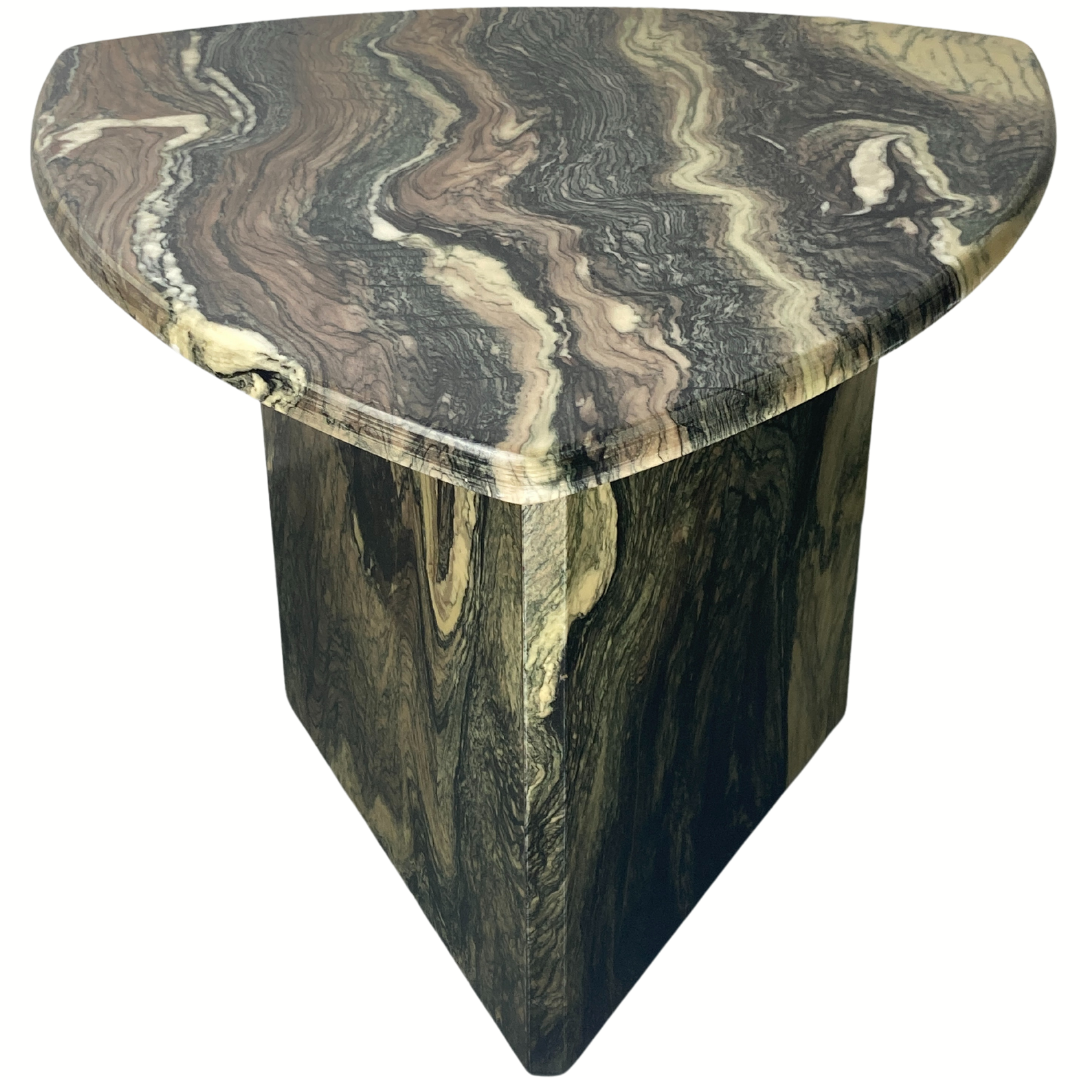 Cipollino marble kidney oval side table, Italy