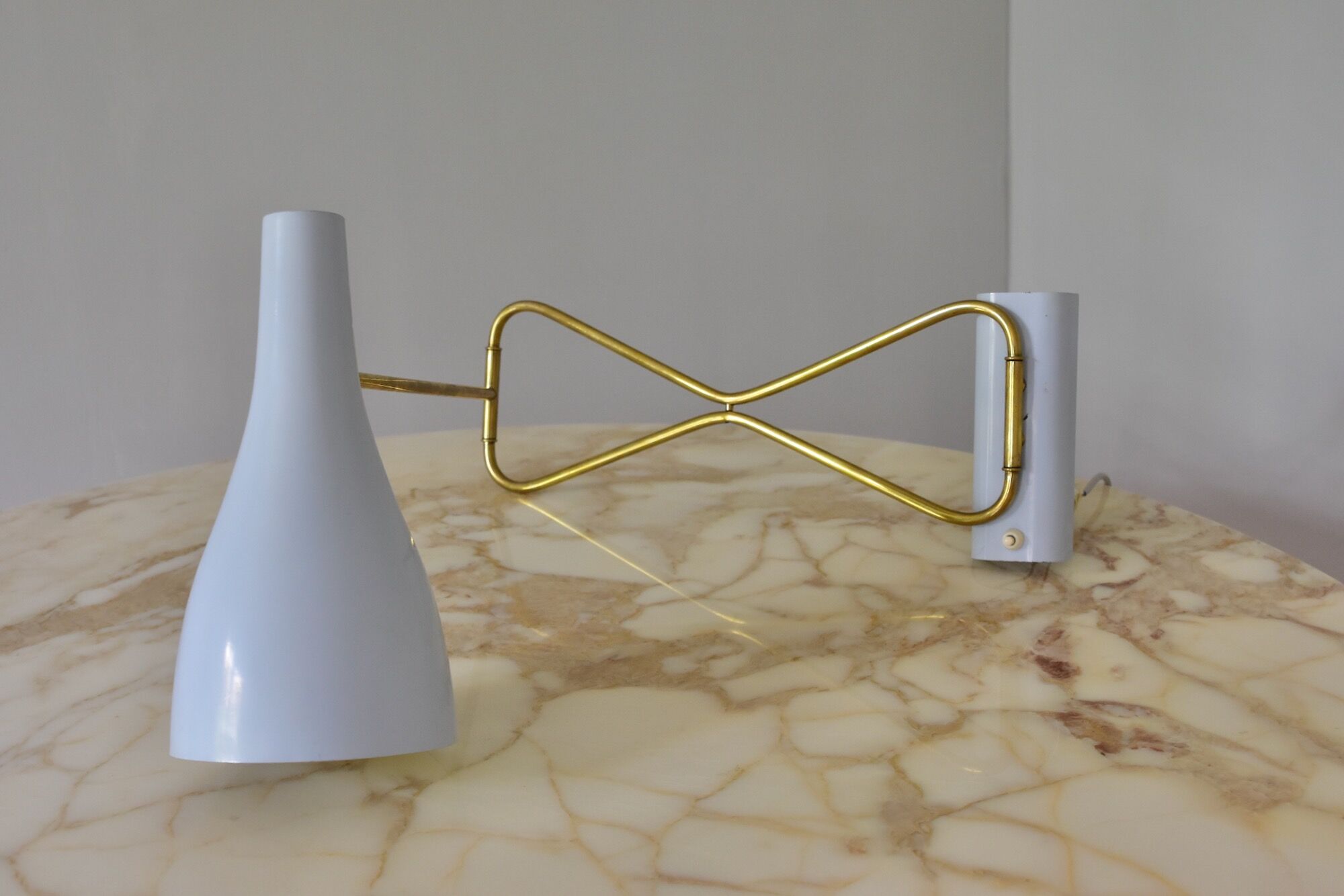 Original 1950s light blue & brass metal Swing Wall Light Made by Cosack, Germany