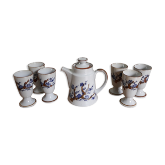 Japanese décor coffee set with coffee maker and 6 mazagran cups