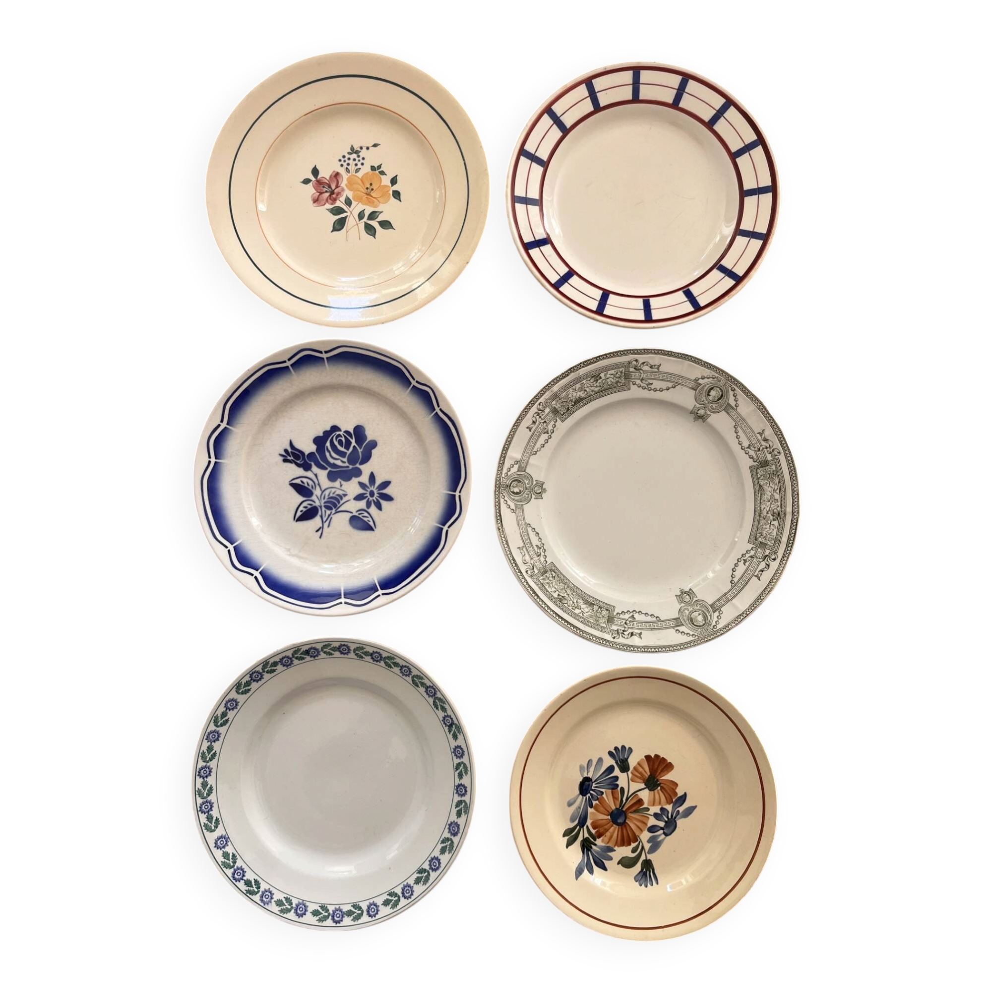 Assiettes anciennes dépareillées