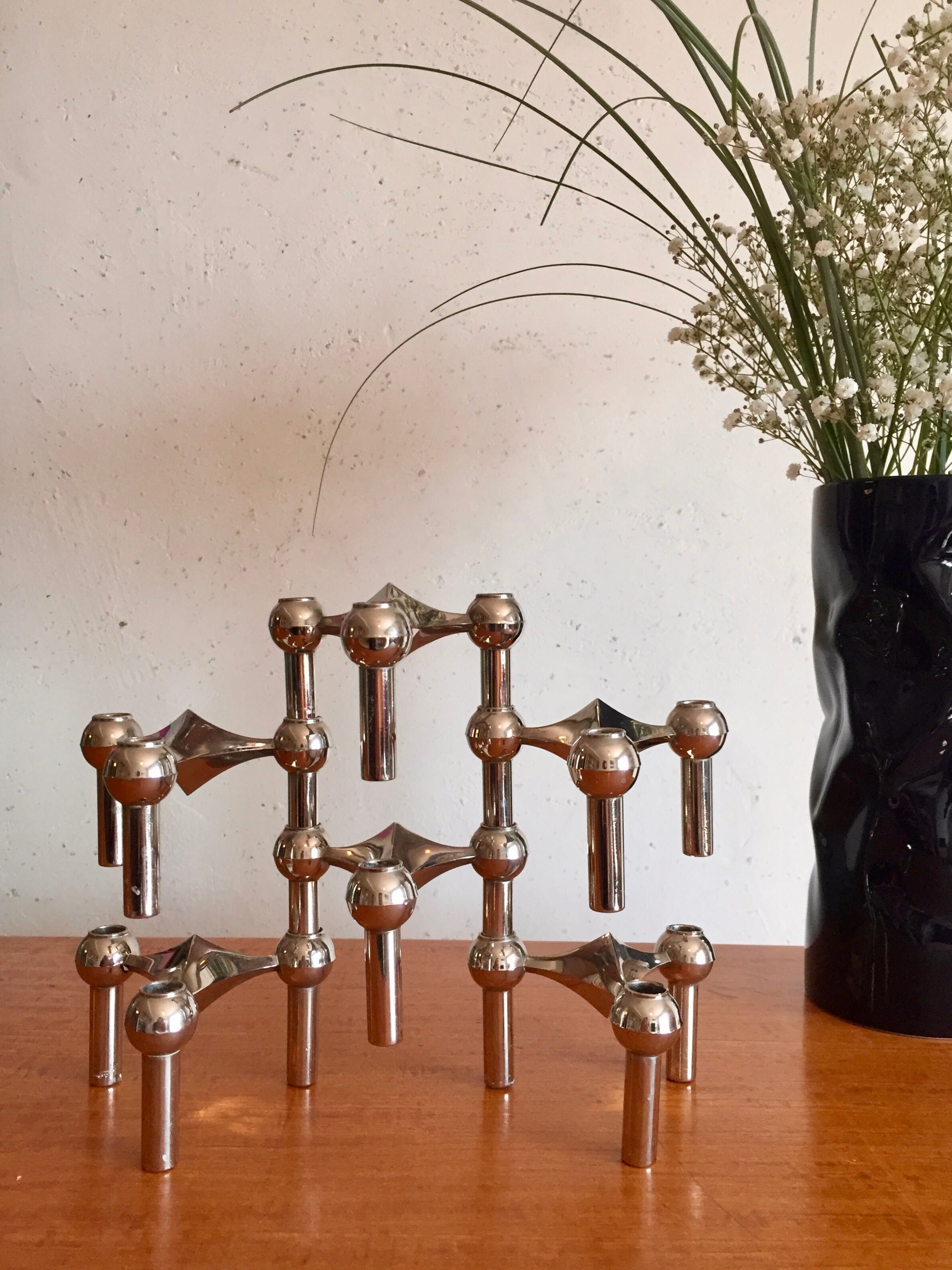 Set of 6 Nagel Stoff candlesticks years 70