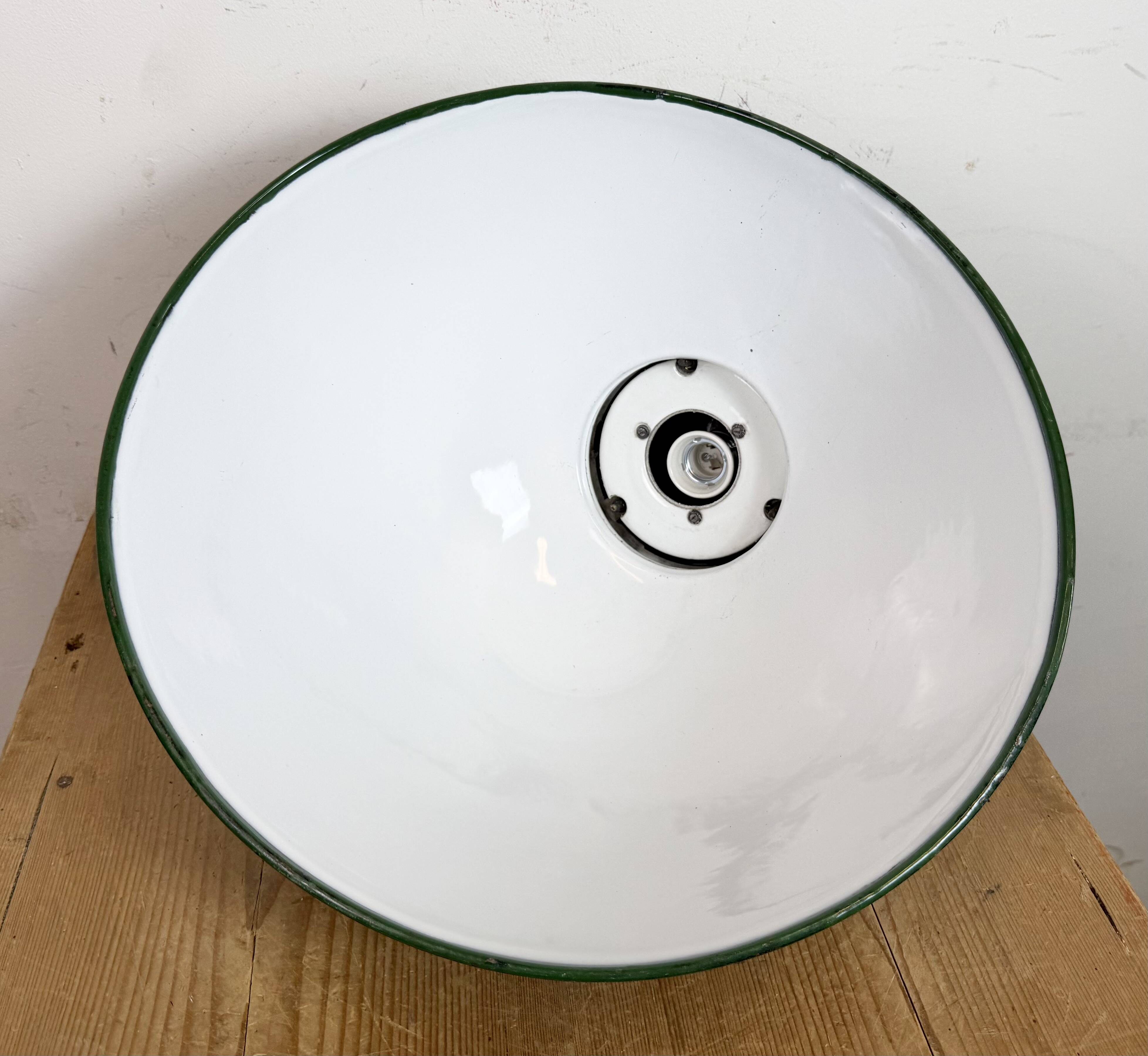 Large Industrial Green Enamel Factory Pendant Lamp from Benjamin, 1960s