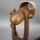 Mid-century adjustable wooden table lamp with checked shade, Czechoslovakia