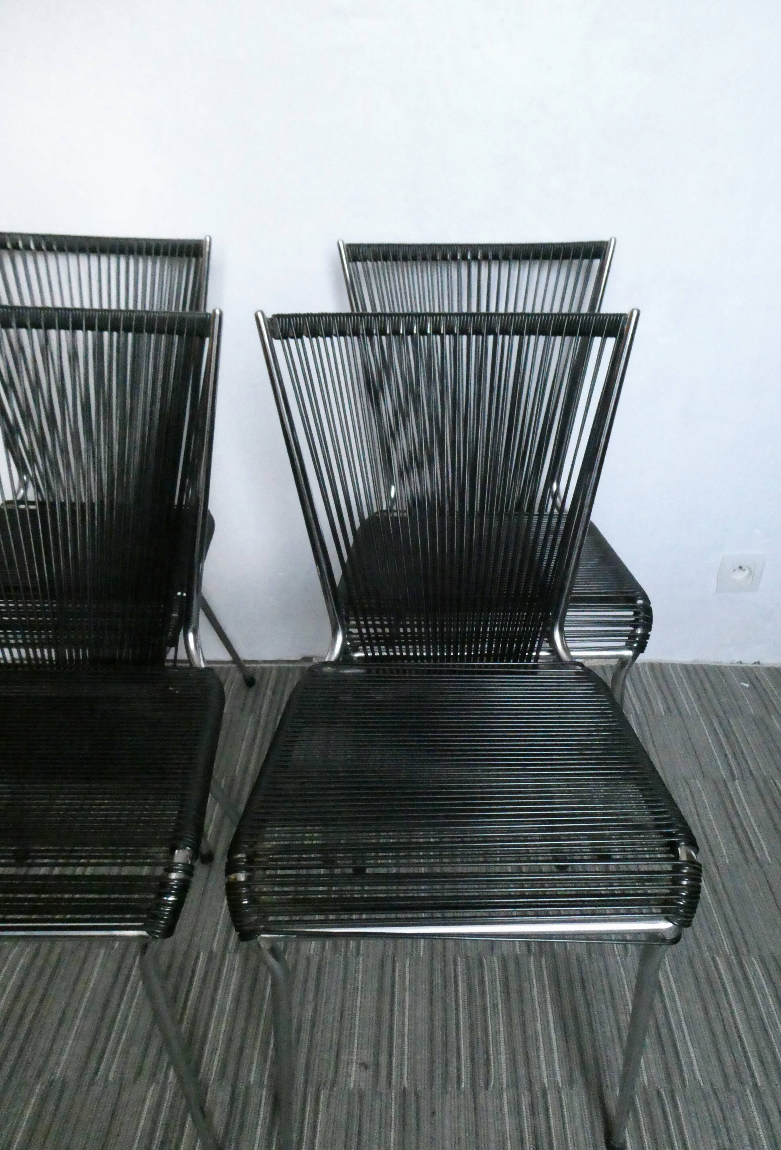 Ensemble de 4 chaises scoubidou des années 60
