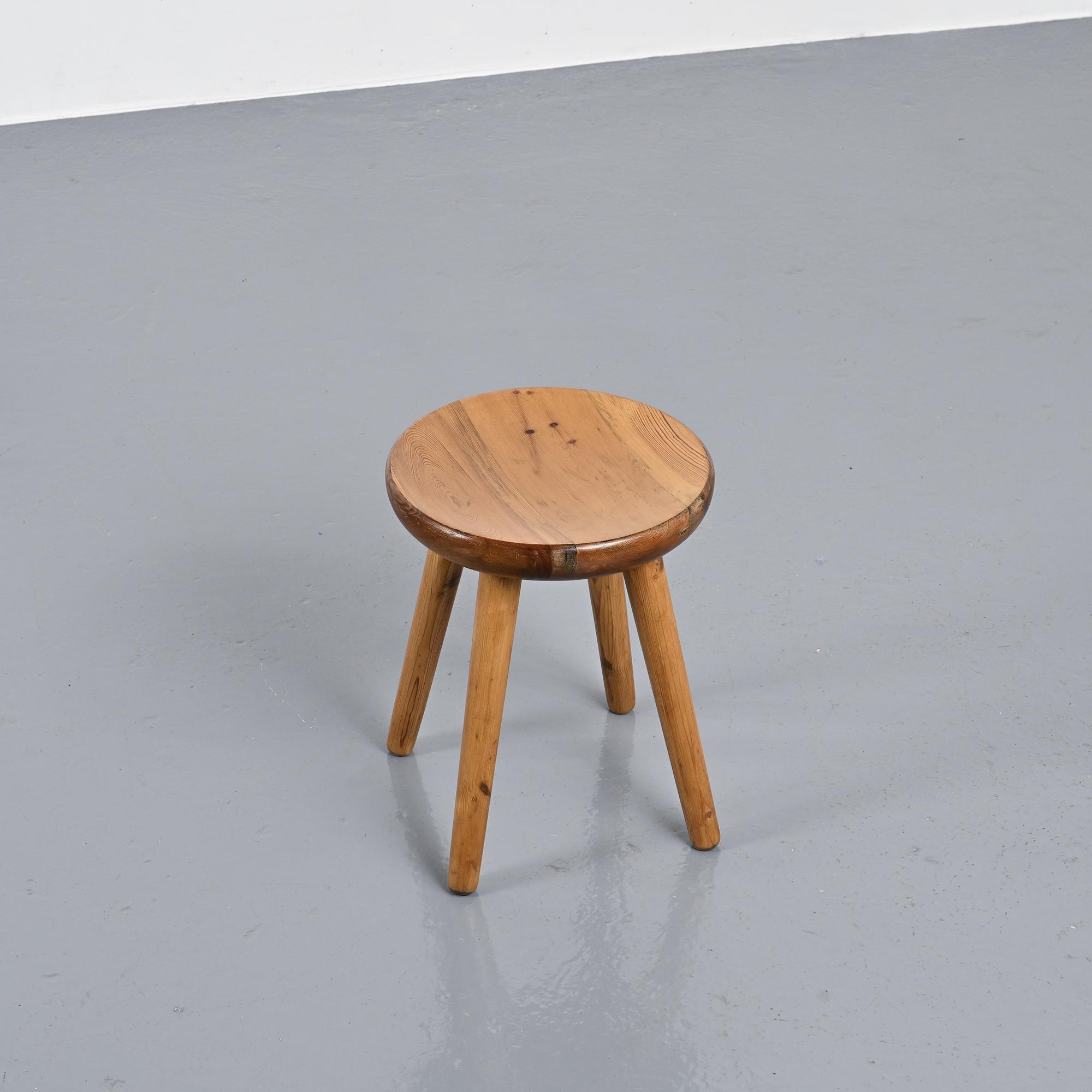 Pine stool by René Martin, France, circa 1965