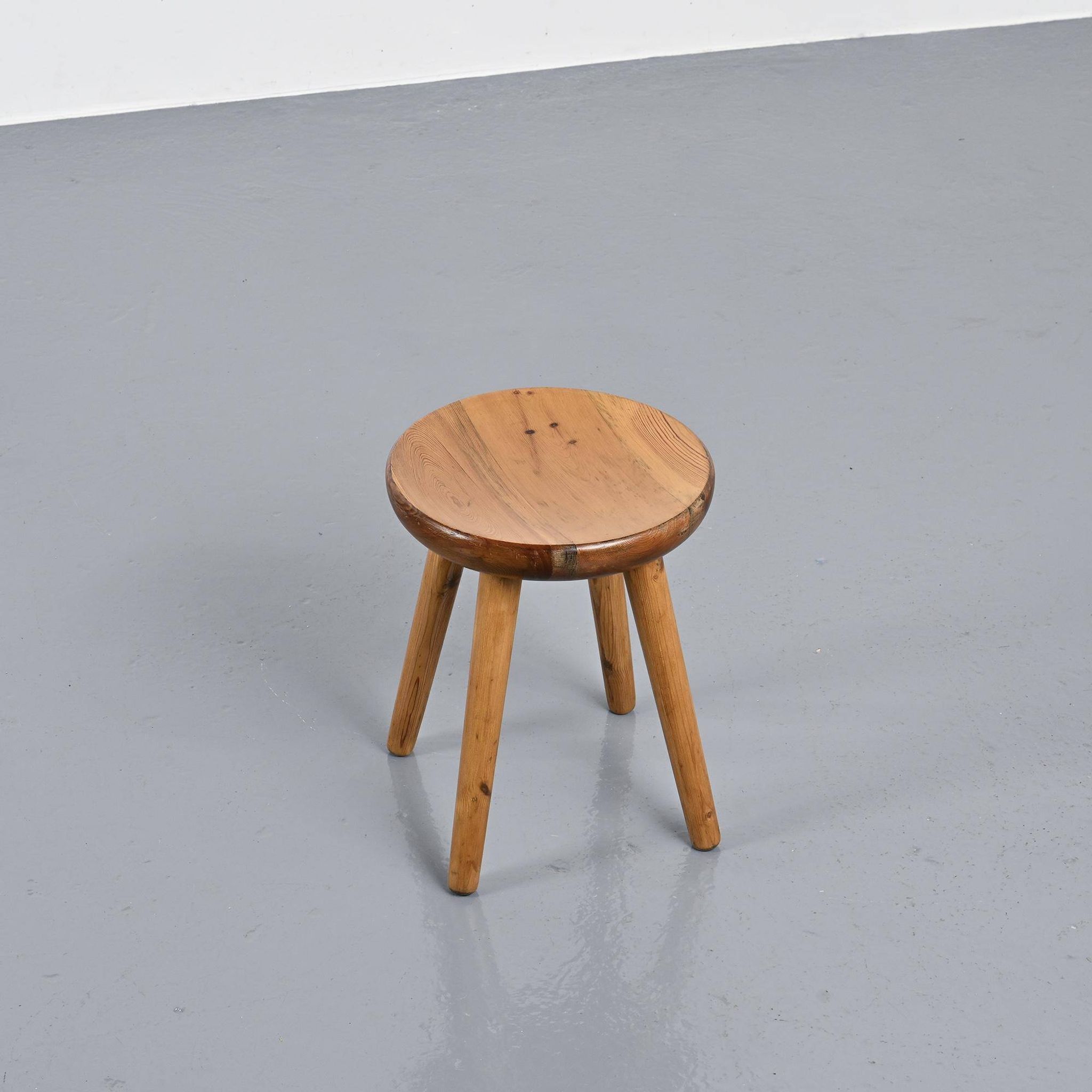 Pine stool by René Martin, France, circa 1965