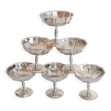 Set of 6 ice cream or sorbet cups, in 18/10 stainless steel, 1970s (ref. 19)