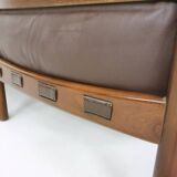 Rosewood and brown leather sofa by Sven Ellekaer & Norell for Coja Sweden