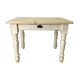 Table, legs light beige, top solid wood raw