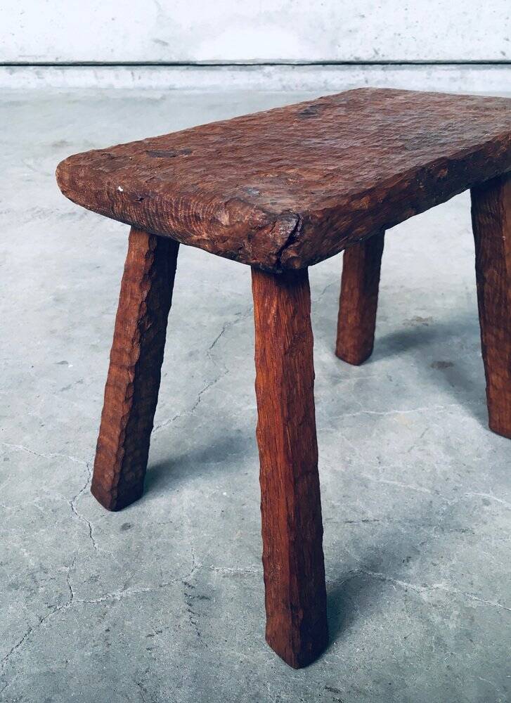 Carved Oak Side Table, 1940s