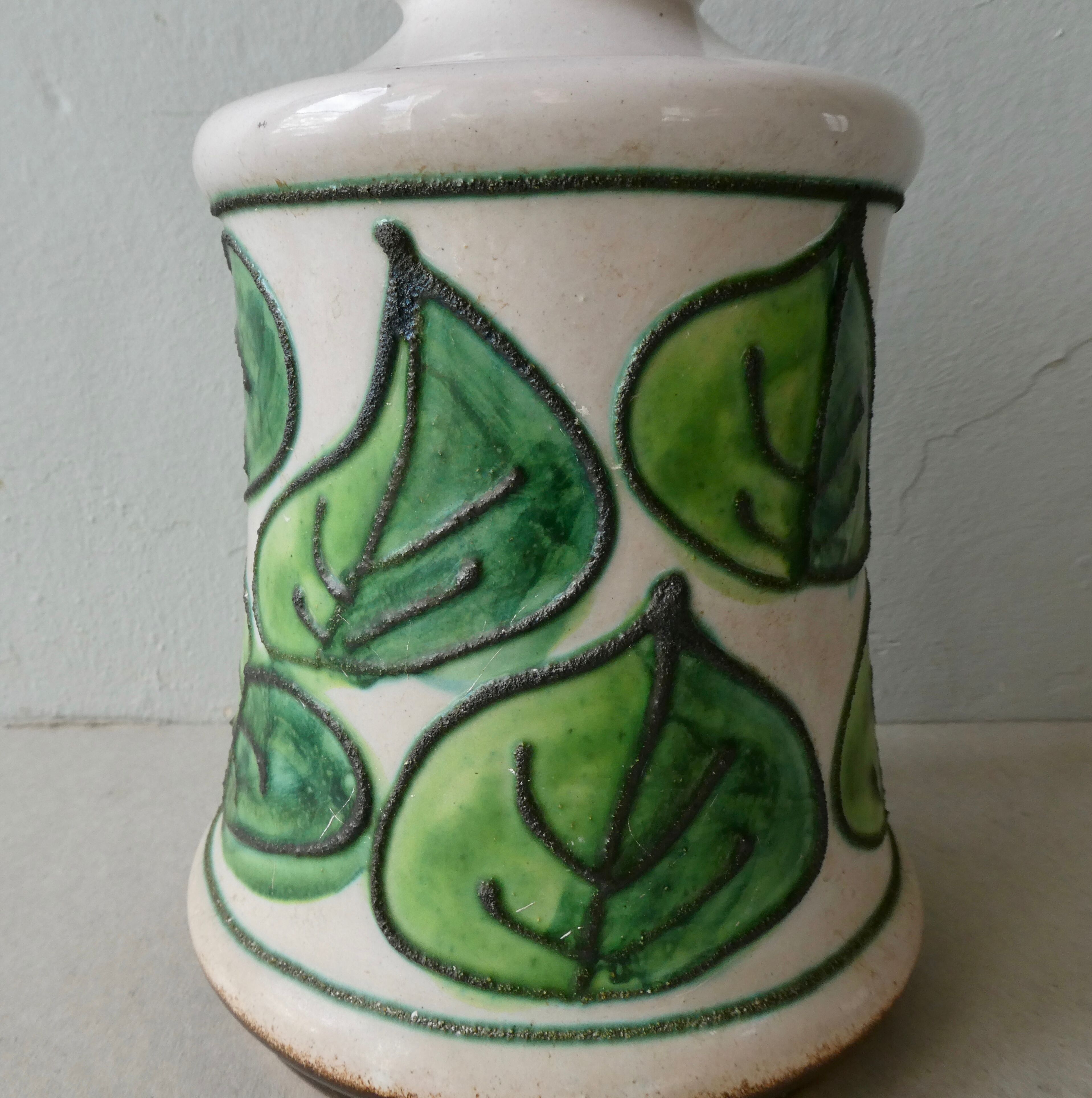 Ceramic vase, vegetable decoration, Strehla GDR, 60s