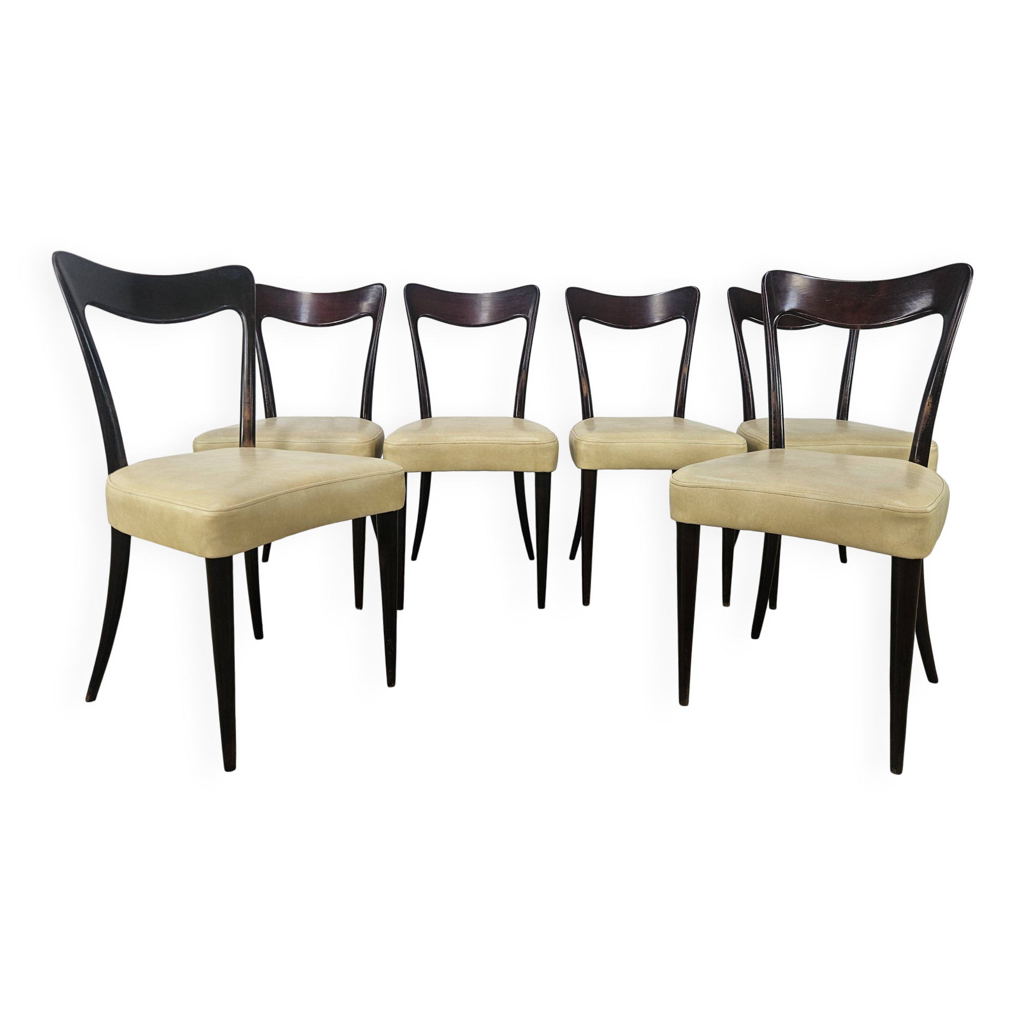 Six Art Decò chairs attributed to Carlo Rava, 1950s