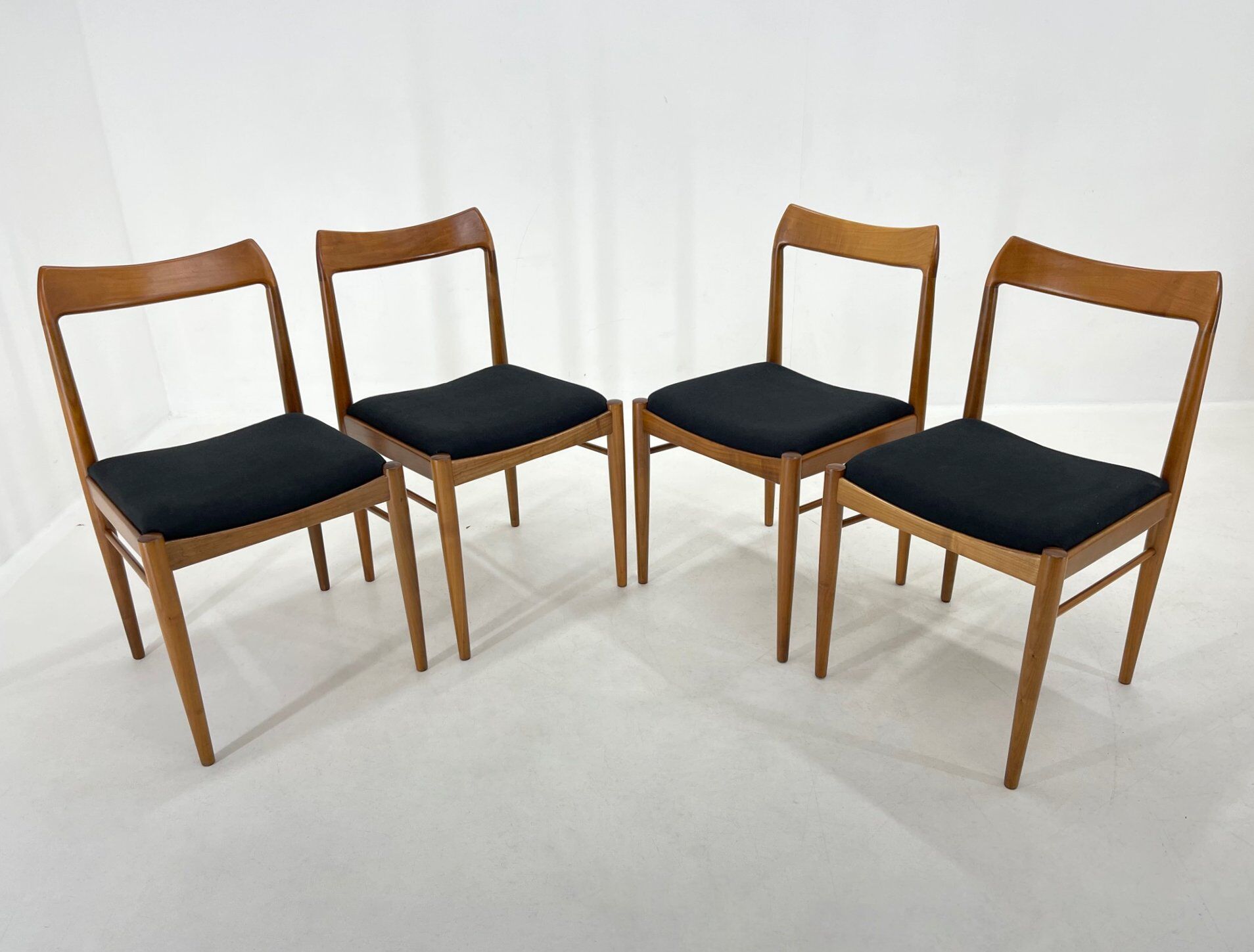 Set of four danish dining chairs, carefully refurbished.