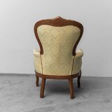 Coppia di poltrone stile luigi filippo legno tessuto giallo xix