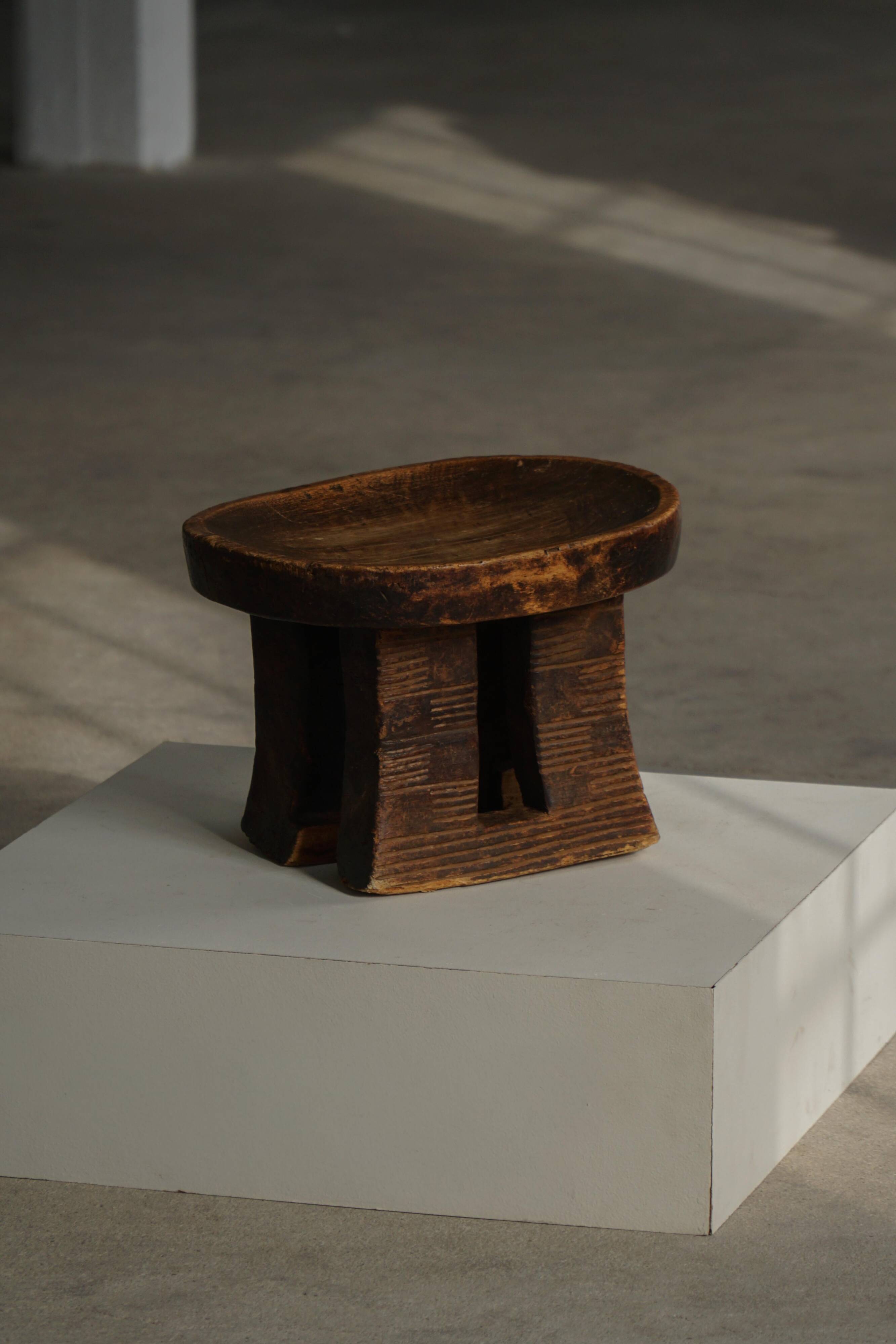 Traditional African tribal stool, hand-carved, Bamileke style, 20th century.