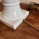 White ceramic table lamp with pastel shade