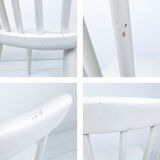 Chaise vintage blanche en bois