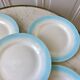 set of 5 pastel gradient sky blue dessert plates from the 40s and 50s