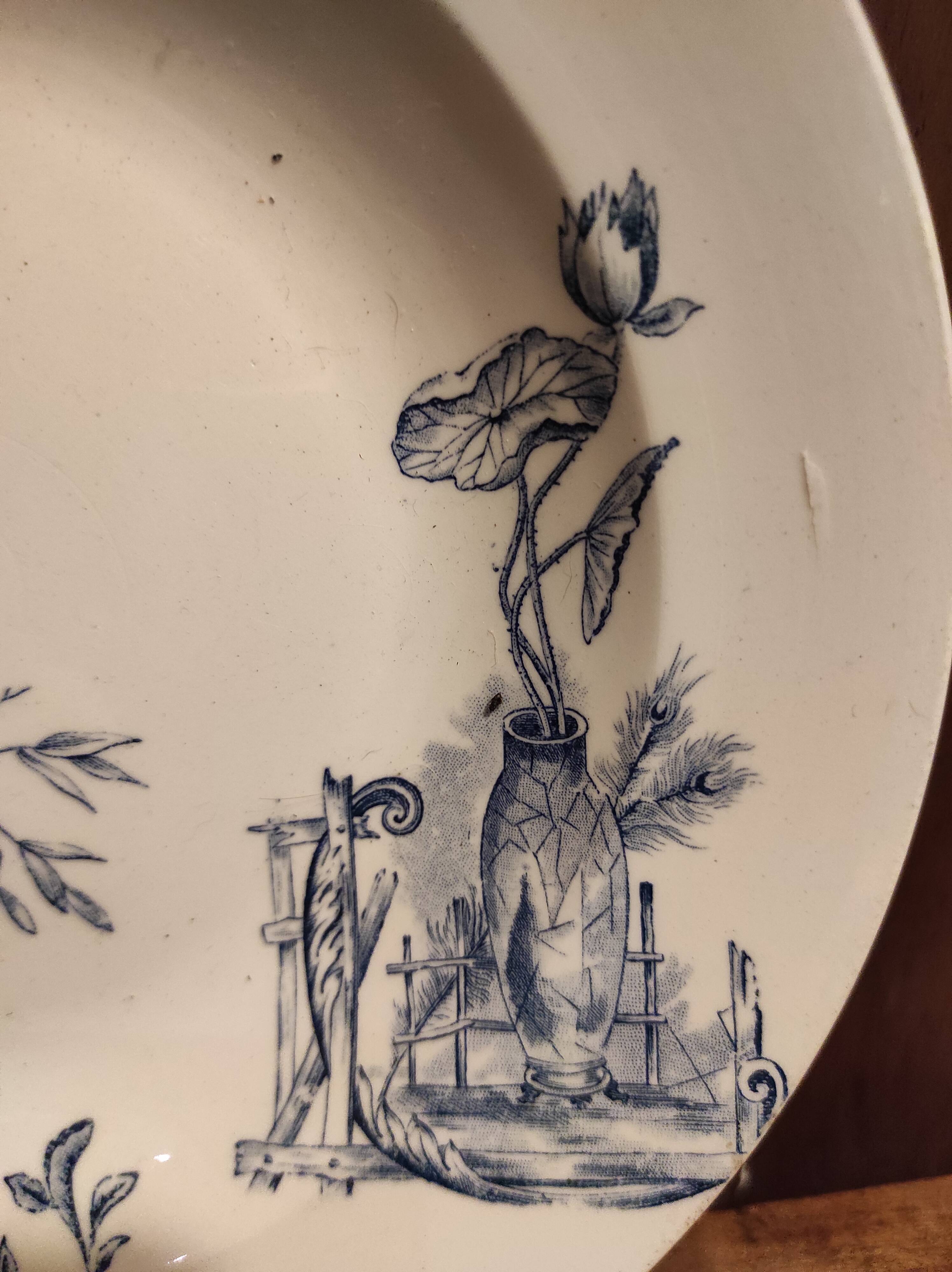 French vintage soup plate, R. Lafitte, Terre de Fer, Salins