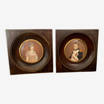 Two miniatures Napoleon and josephine