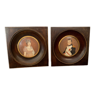 Two miniatures Napoleon and josephine