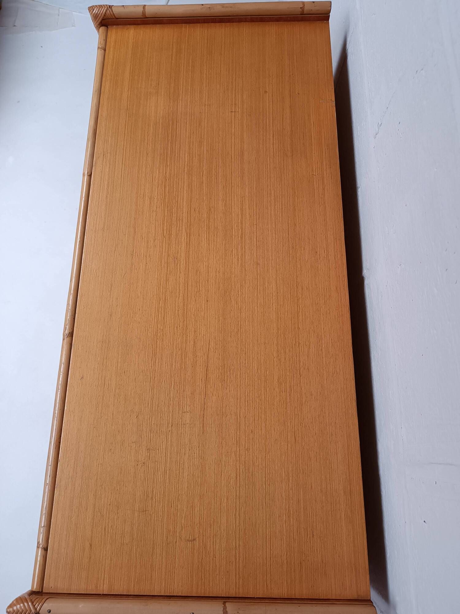 Bamboo and rattan wood chest of drawers from the 60s