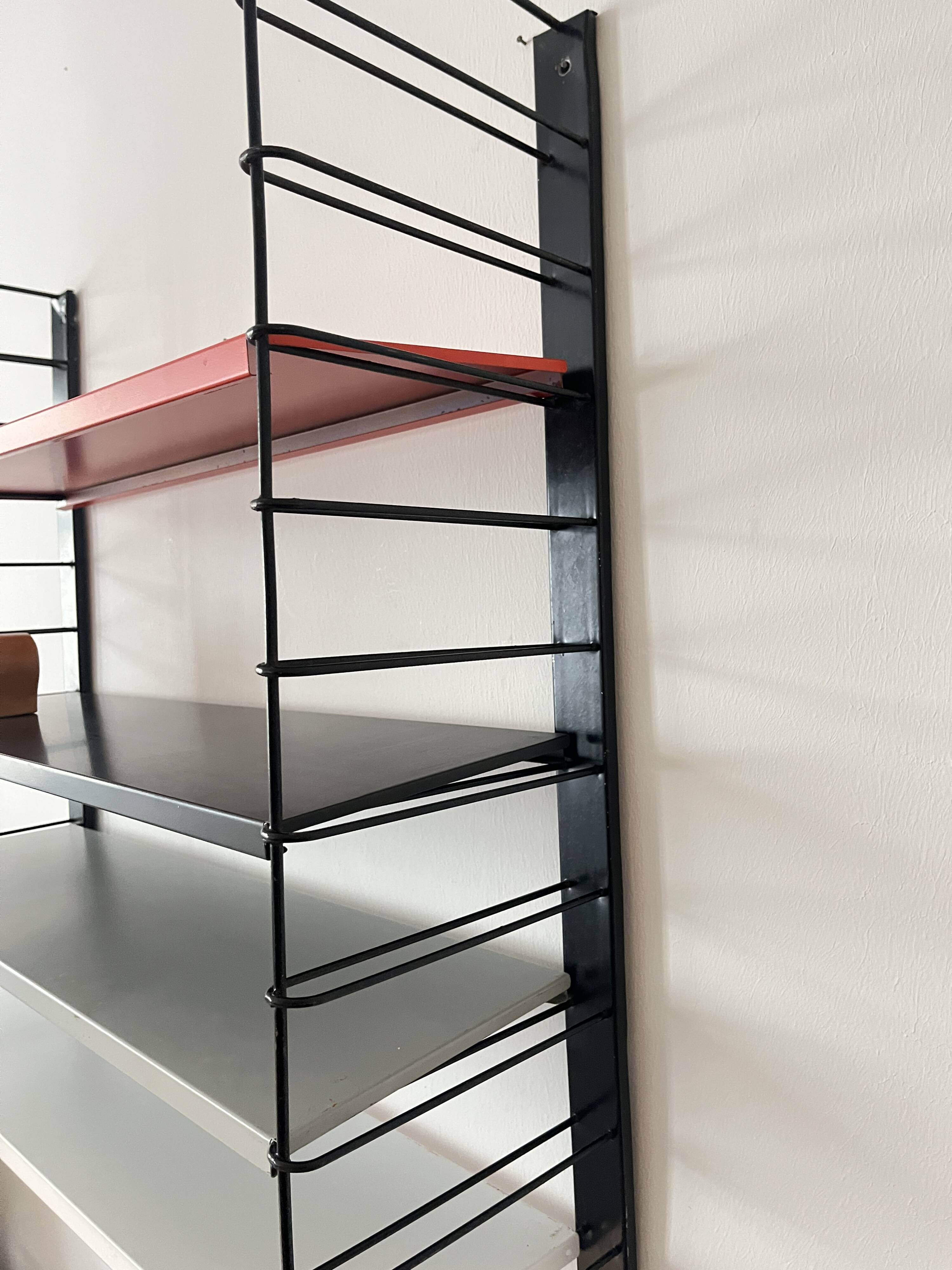 Étagère murale en métal Tomado De Stijl vintage originale (5 étagères), milieu du siècle