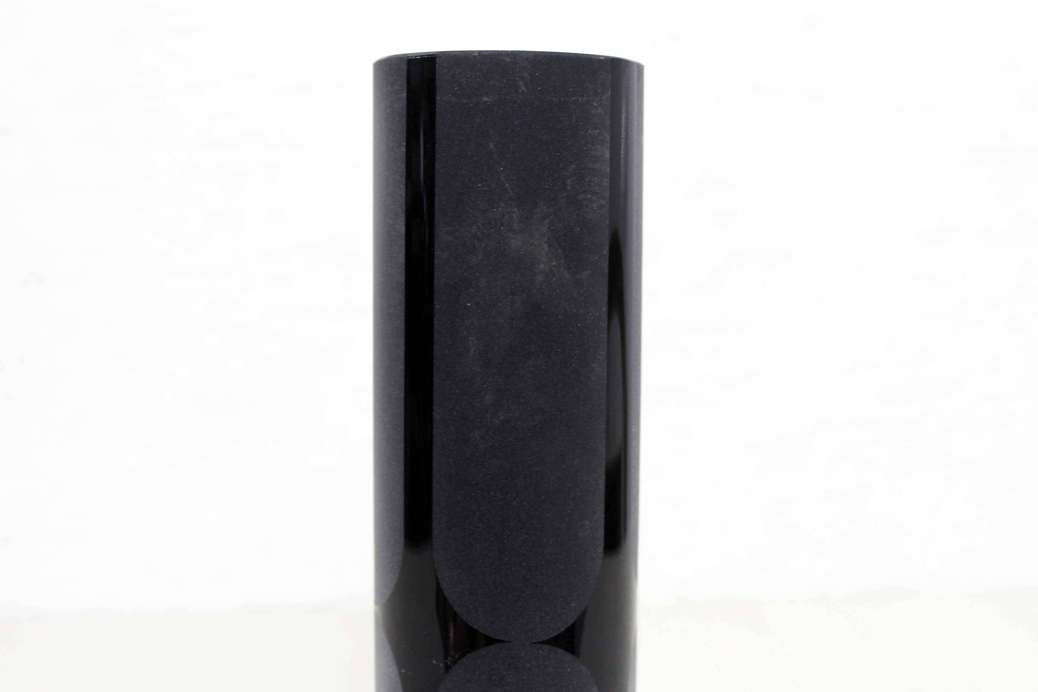 Frosted black Murano glass vase