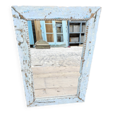 Ancien miroir Art déco en teck birman