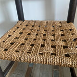 Duo de chaises enfant vintage en corde et bois